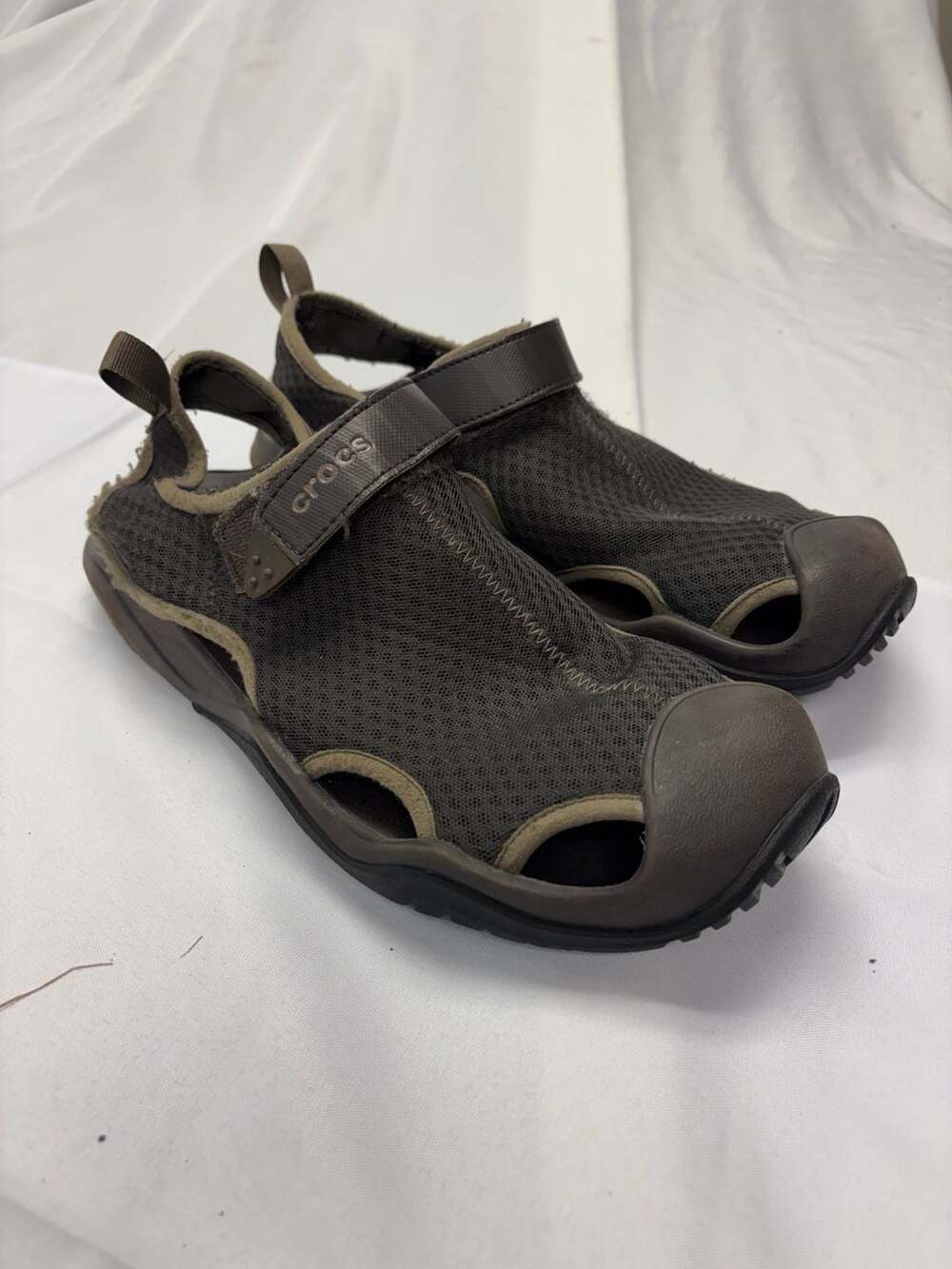 Crocs Swiftwater Mesh Deck Sandals Size 11 Brown Water Shoes